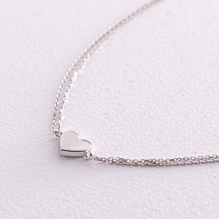 Браслет "Сердечко" в білому золоті б04560 від ювелірного магазину Онікс - 3