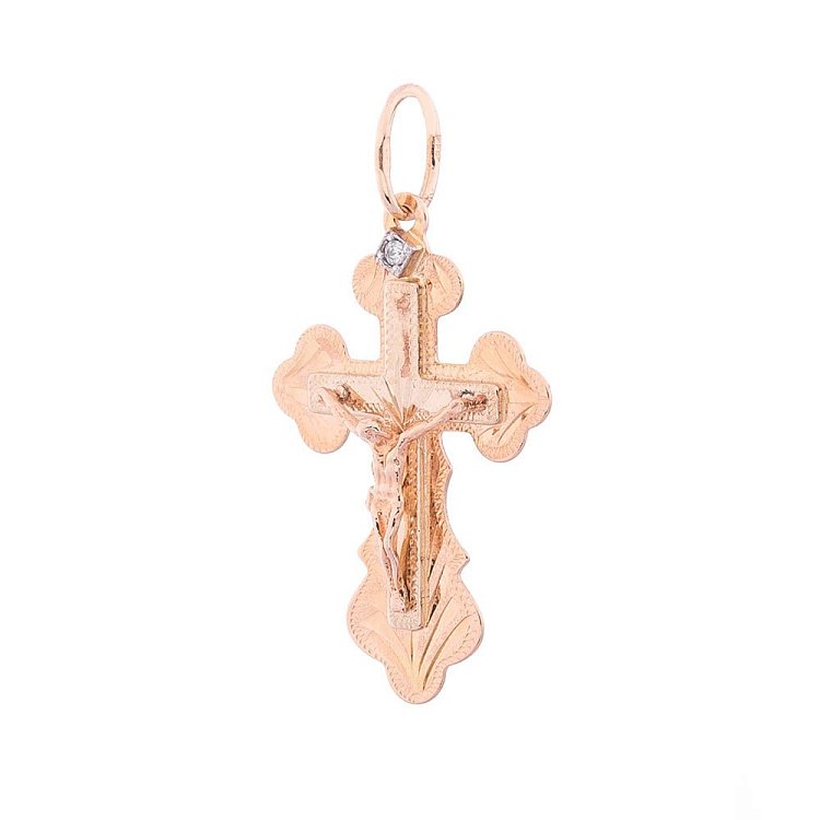Православний хрестик з фіанітом п02434 від ювелірного магазину Онікс
