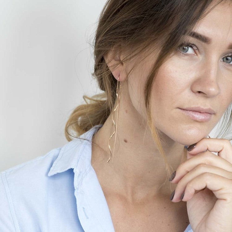 Золоті сережки - протяжки "Завиток" 580085 від ювелірного магазину Онікс - 5