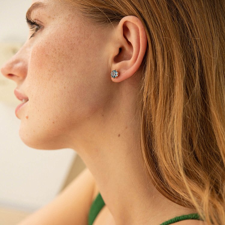 Золотые серьги-пусеты (топаз) с06604 от ювелирного магазина Оникс - 2