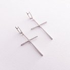Серебряные серьги "Кресты" с белыми фианитами  3610 от ювелирного магазина Оникс