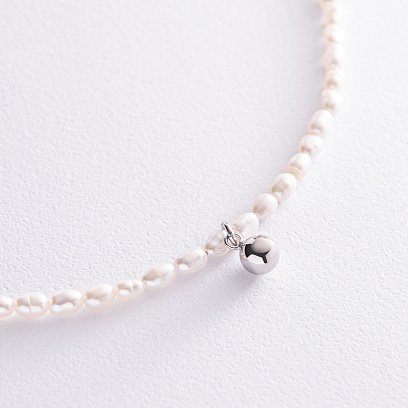 Срібне кольє "Перлинки з кулькою" жемшар №6