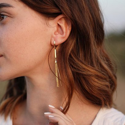 Висячие серьги в желтом золоте с06875