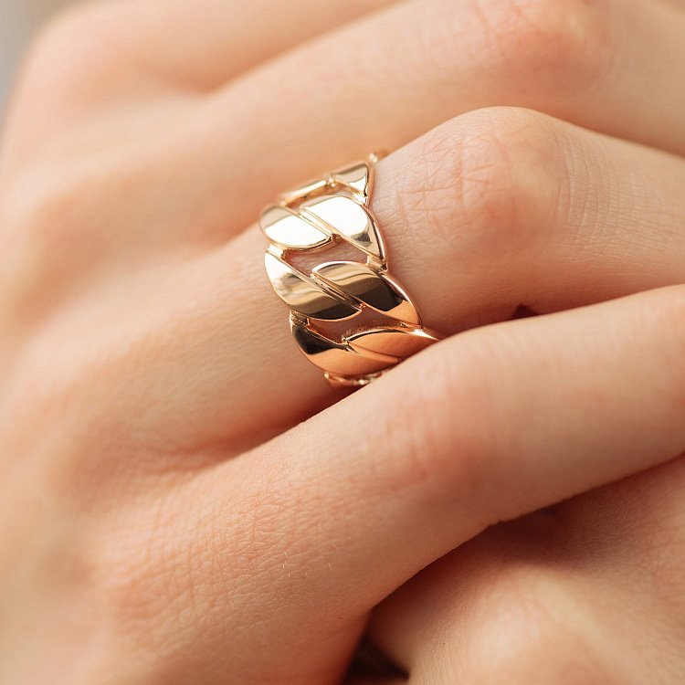 Широкое кольцо "Элизабет" в красном золоте к08029 от ювелирного магазина Оникс - 4