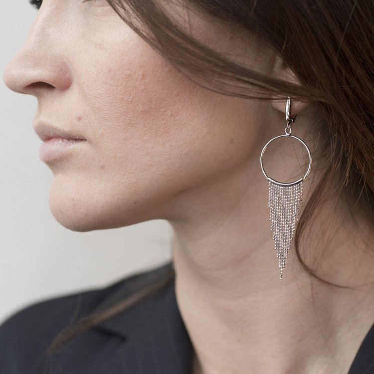 Серебряные серьги на английской застежке 122122 от ювелирного магазина Оникс - 3