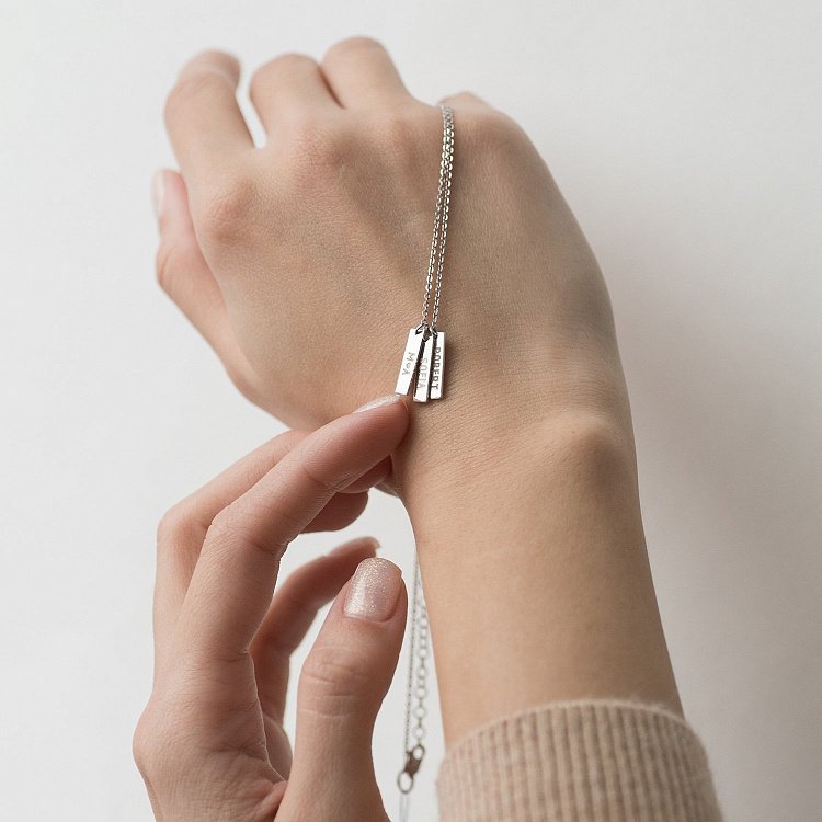 Срібне кольє "Символ" з гравіюванням (потрійне) 18980 від ювелірного магазину Онікс - 1