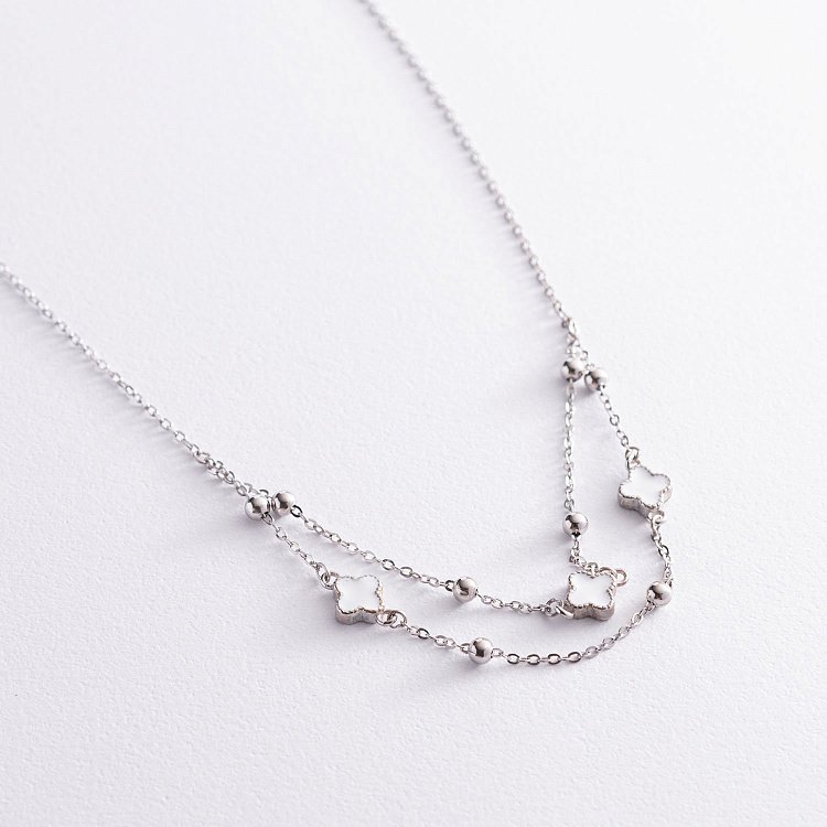 Серебряное колье "Клевер" (эмаль) 181131 от ювелирного магазина Оникс - 3