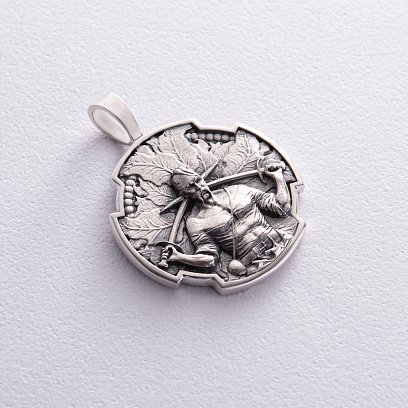 Срібний кулон "Український козак. Молитва до Пресвятої Богородиці" 133207 №16