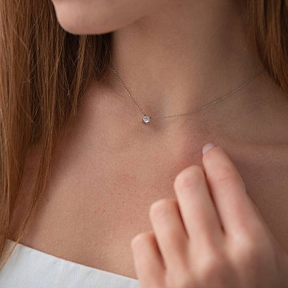 Золотое колье с фианитом кол01488 №3