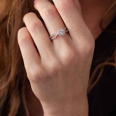 Кольцо в белом золоте с бриллиантами к322d №4