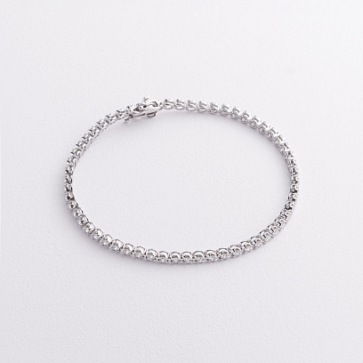 Браслет Теннис в белом золоте с белыми бриллиантами бб0050sm