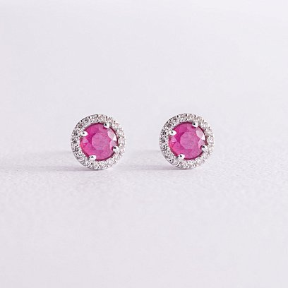 Золоті сережки - пусети "Міра" з рубінами і діамантами 23157r