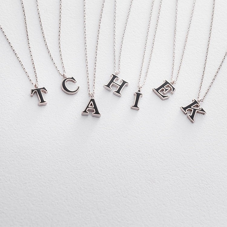 Срібне кольє з літерою Т 18624ч від ювелірного магазину Онікс - 5