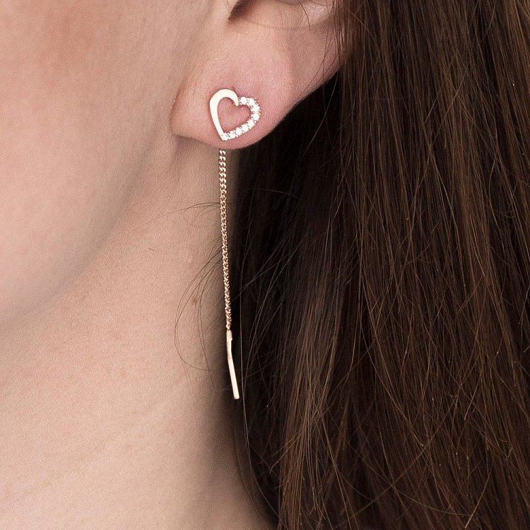 Золоті сережки-протяжки (фіаніти) с05323 від ювелірного магазину Онікс - 2