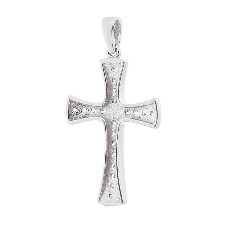 Крестик с камнями (родий) 131987 от ювелирного магазина Оникс - 1