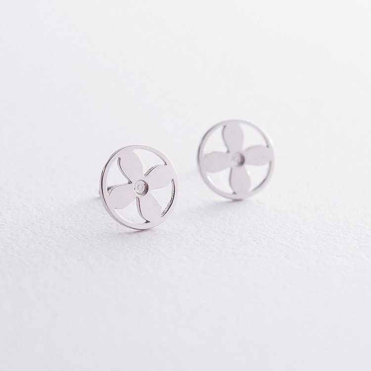 Золотые серьги - пусеты "Клевер" с06533 от ювелирного магазина Оникс