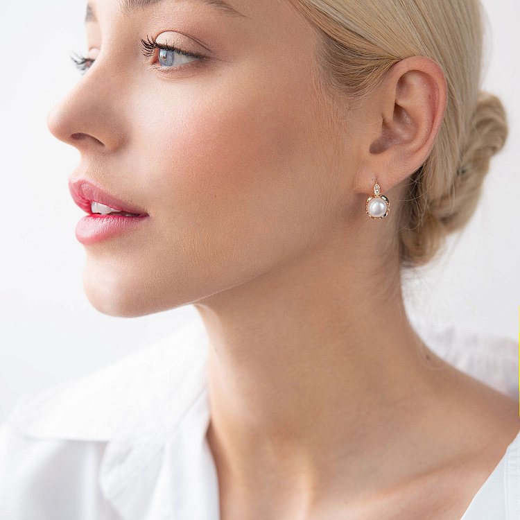 Золоті сережки (перли, фіаніти) с05798 від ювелірного магазину Онікс - 5