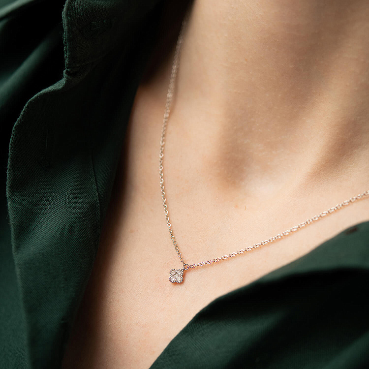 Золотое колье "Клевер" с бриллиантами колб0155lg от ювелирного магазина Оникс - 3