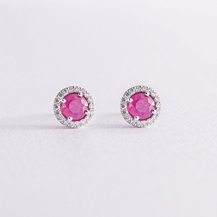 Золоті сережки - пусети "Міра" з рубінами і діамантами 23157r від ювелірного магазину Онікс