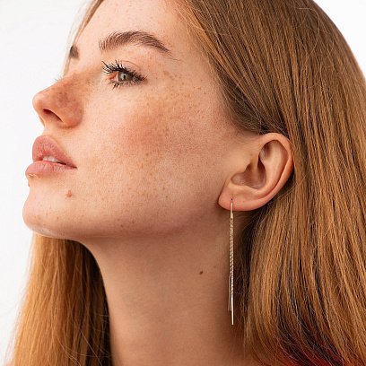 Сережки - протяжки у червоному золоті с09222 №3