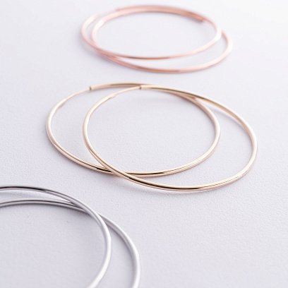 Сережки - кільця в жовтому золоті (4.8 см) с08771 №7