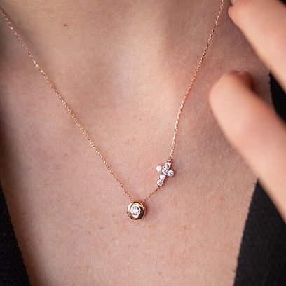 Золотое колье с крестиком (фианиты) кол02114 №2