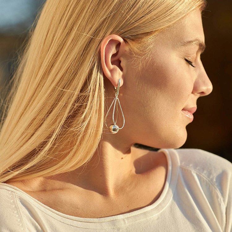 Серебряные серьги "Шарики" 12834 от ювелирного магазина Оникс - 5