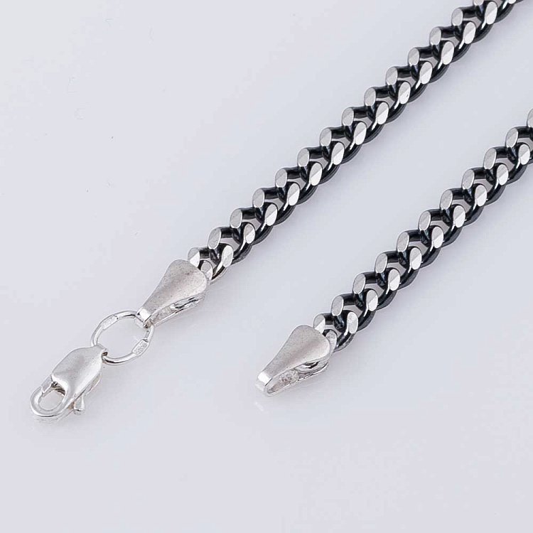 Серебряная черненая цепочка плетение Панцирное 10113ч от ювелирного магазина Оникс - 1