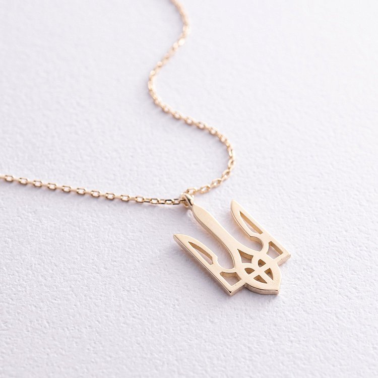 Кольє "Герб України - Тризуб" у жовтому золоті (великий) кол02415 від ювелірного магазину Онікс - 10