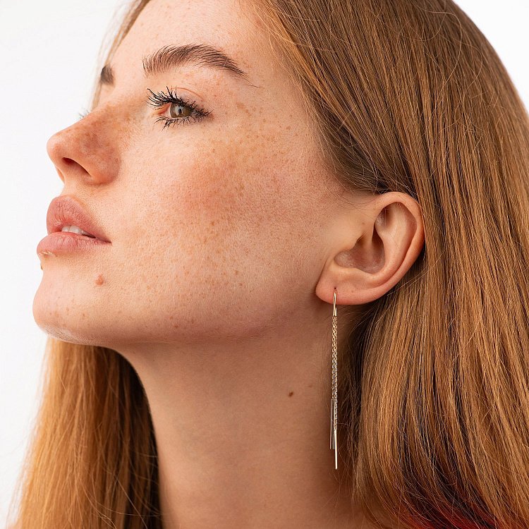 Сережки - протяжки у червоному золоті с09222 від ювелірного магазину Онікс - 2