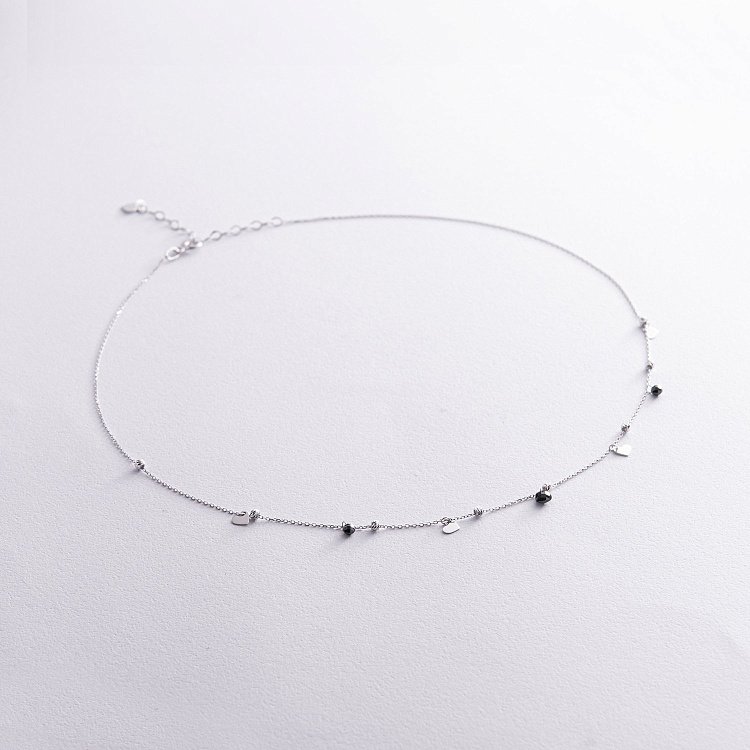 Золоте кольє "Сердечки" з чорними фіанітами кол02362 від ювелірного магазину Онікс