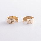 Серьги - кольца "Love" в желтом золоте (фианиты) с07214 от ювелирного магазина Оникс - 3