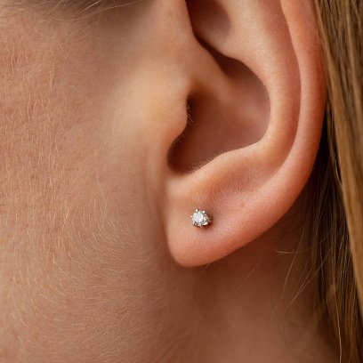 Серьги - пусеты с бриллиантами (белое золото) 331671121 №4