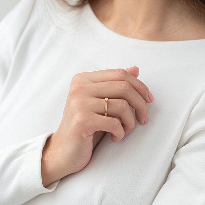 Золотое помолвочное кольцо (цирконий Swarovski) к06222 №4