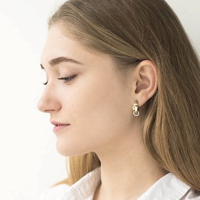 Золотые серьги "Пантера" с фианитами с05915 №6