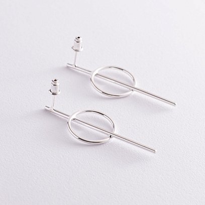 Серебряные серьги - пусеты "Баланс" 123038 №5