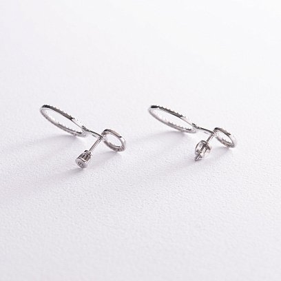 Серебряные серьги - джекеты с фианитами OR116110 №6