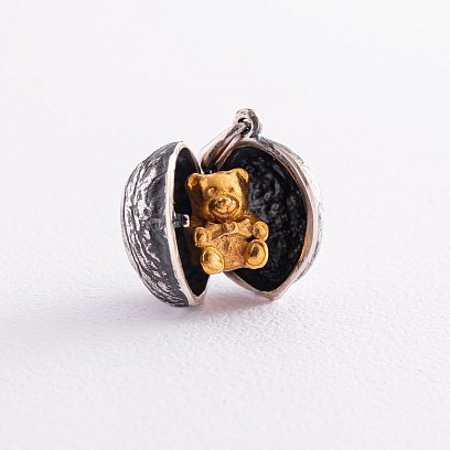 Серебряная подвеска "Мишка в орешке" ручной работы 133141 №10