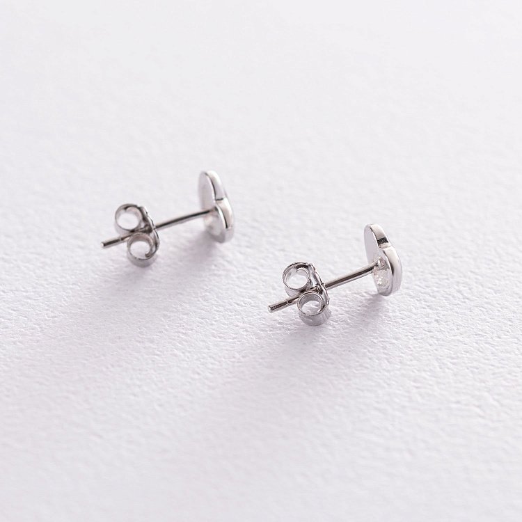 Серебряные серьги - пусеты "Сердечки" (эмаль) 122846 от ювелирного магазина Оникс - 2