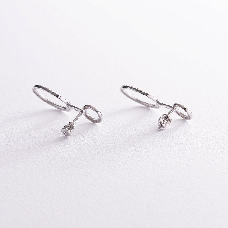 Серебряные серьги - джекеты с фианитами OR116110 от ювелирного магазина Оникс - 5