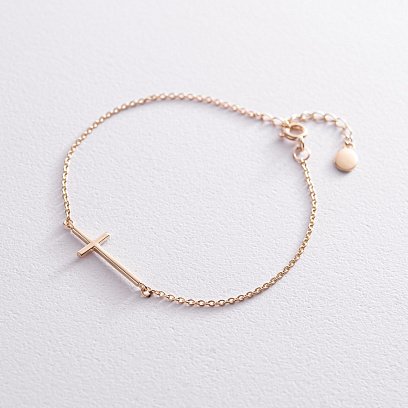 Браслет "Хрестик" у жовтому золоті з2081ж