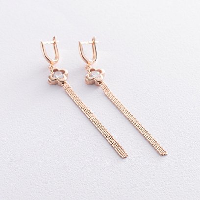 Сережки "Конюшина" в червоному золоті с07205