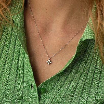 Золотое колье "Клевер" с бриллиантами 734801121 №4