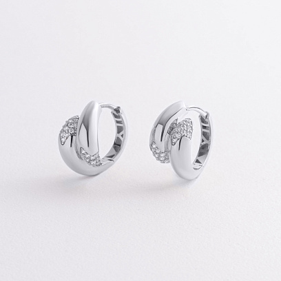 Сережки "Rosemarie" у білому золоті (фіаніти) с09422
