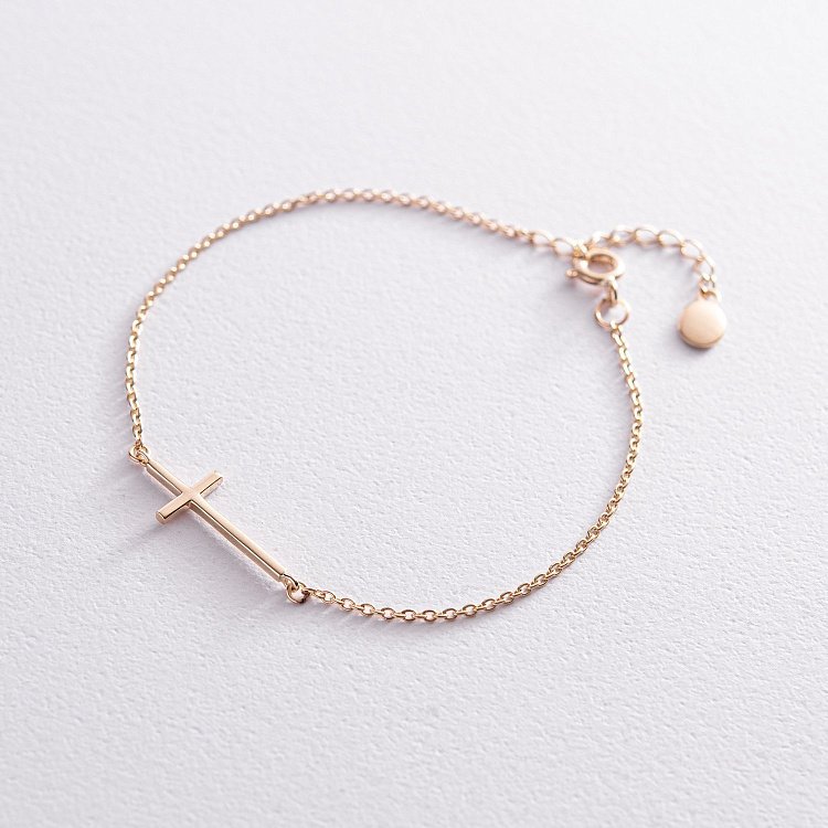 Браслет "Хрестик" у жовтому золоті з2081ж від ювелірного магазину Онікс