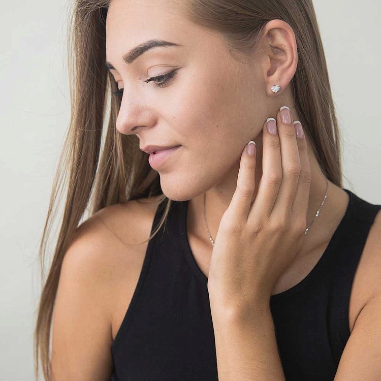 Золоті сережки-пусети "Серця" з діамантами stars227 від ювелірного магазину Онікс - 3