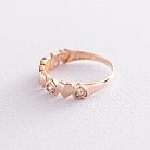 Золотое кольцо "Сердечки" (фианиты) к05601 от ювелирного магазина Оникс - 2