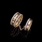 Двойное золотое кольцо с фианитами к03358 от ювелирного магазина Оникс - 10