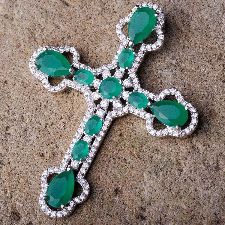 Підвіска "Хрестик" (фіаніт) 131916 від ювелірного магазину Онікс - 1