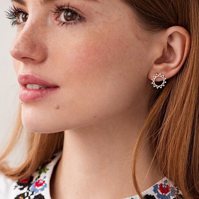 Срібні сережки - пусети "Сонце" 123205 №3